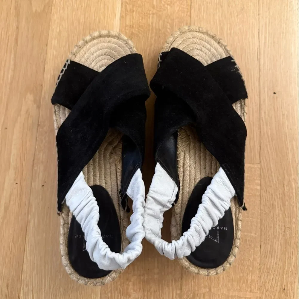 Marc Fisher Black and White Espadrille Sandals